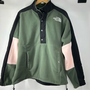 The North Face Green and Pink Fleece Colorblock Jacket XL